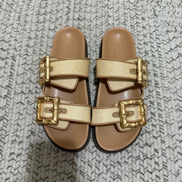 Schutz Enola Strappy Flat Sandals – Areia Light Gold - Picture 7 of 12